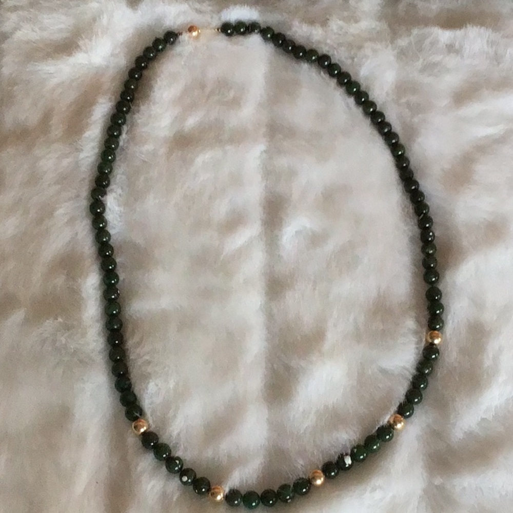 Jade with 14k Beads 28 Inch Necklace